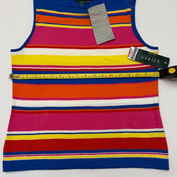 NWT Lauren Ralph Lauren Women's Striped Multicolor Tank Top SZ Petite Medium - Picture 5 of 6